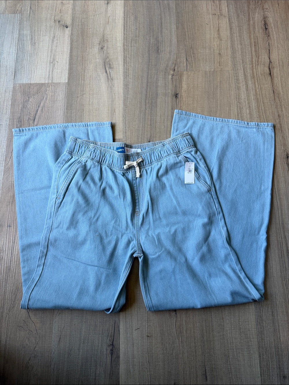 Girls Light Blue elastic wide leg Jeans